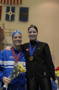 kara Lynn Joyce and Amanda Weir go 1-2 in 50 Free.