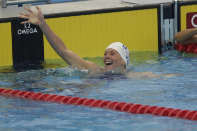Solenne Figues wins 200 Free at 2005 worlds.
