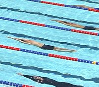 Neil Walker gets out to nearly a body length lead in the early going of the 100 Back.