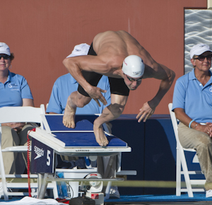 2011USANATS Garrett Weber-Gale wins the 50 freestyle at the 2011 USA Swimming nationals.