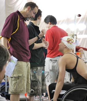 Mallory Weggemann with coach Jim Andersen of Twin Cities Swim