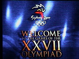 Welcome message on the screen at Opening Ceremonies.