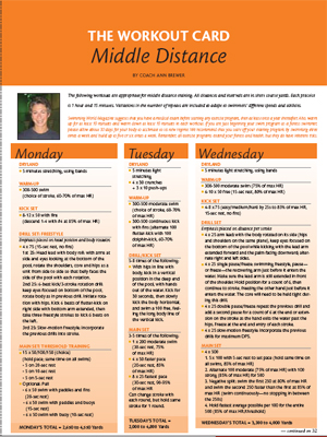Swimming World Magazine Workout Card, November 2007