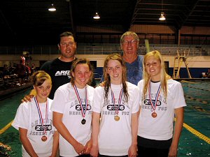 Coaches Bob Gillett, Kevin Milak
Swimmers Ashley Evans, Joni Zimmerman, Alexandra Clarke, and Jaclyn Pushak