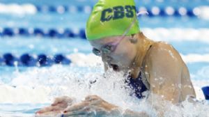 Allie Szekely , age 14 , competes in the preliminaries of the womens 200m breaststroke in the 2012 U.S. Olympic swimming team trials at the CenturyLink Center.