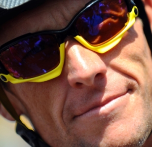 Lance Armstrong (USA) during stage nineteen of the 2009 Tour de France between Bourgoin-Jailleu and Aubenas.