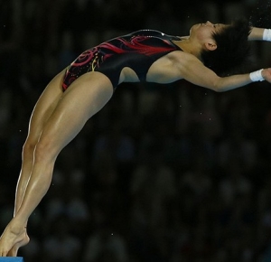 Roulin Chen (CHN) dives in the Women's 10m preliminary dive session during the London 2012 Olympic Games at Aquatics Centre.