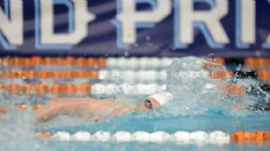 Ryan Cochrane competes in the men's 400 meter freestyle final during the Austin Grand Prix at the Texas Swimming Center.