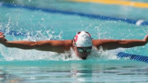 Felicia Lee (USA) during the women's 100-meter butterfly preliminaries in the Santa Clara international grand prix at the George F. Haines International
