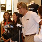 Gary Hall speaking at Press Conference