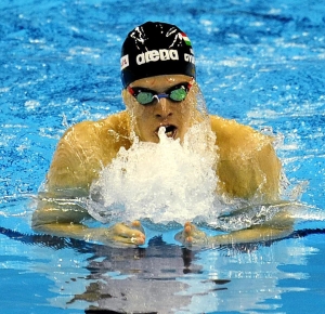 Daniel Gyurta (HUN) competes in the men's 200m breaststroke final of the 14th FINA World Championships at the Oriental Sports Center.