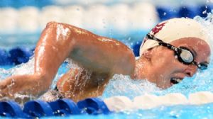 Haley Anderson competes in the womens 800m freestyle preliminary in the 2012 U.S. Olympic swimming team trials at the CenturyLink Center.