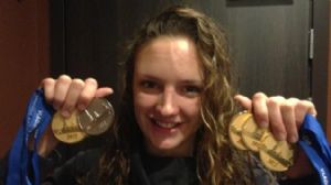 Katinka Hosszu with her 2012 Salnikov Cup medals.