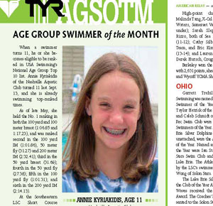 July10, TYR Age Group Swimmer of the Month