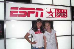 Larisa Ilchenko and translator at the ESPN Sports Star show in Singapore