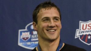 Ryan Lochte reacts after winning the Men's 200 yard IM during the U.S. Winter National Championships at the Texas Swimming Center.