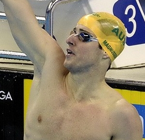 James Magnussen (AUS) celebrates after winning the men's 100m freestyle final at the 14th FINA World Championships.