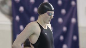 Missy Franklin prepares to swim in the women's 100 meter freestyle final during the Austin Grand Prix at the Texas Swimming Center.