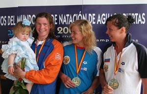 Edith van Dijk (left) with child.