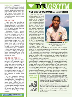 Oct08, Age Group Swimmer of the Month