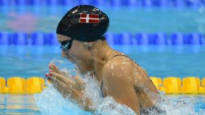 Rikke Pedersen (DEN) swims in the women's 200m breaststroke semifinal during the London 2012 Olympic Games at Aquatics Centre.