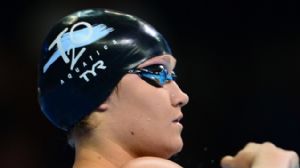Elizabeth Pelton stretches prior to competing in the womens 200m backstroke final in the 2012 U.S. Olympic swimming team trials at the CenturyLink Center.
