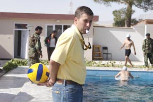 Jeremy Piasecki coaches Afghanistan Water Polo.