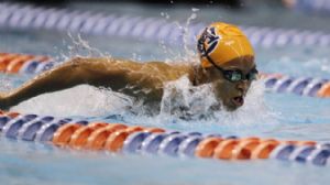 Olivia Scott of the Auburn Tigers competes in the 100 yard butterfly final at the NCAA Womens Division I Championship at the James A Martin Aquatic Center.