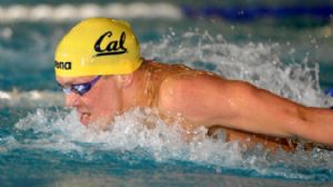 Tom Shields of California finished second in the 200-yard butterfly in 1:43.21 in the Pacific-10 Conference swimming championships at Belmont Plaza.