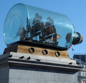 London, UNITED KINGDOM; General view of a Tampa Bay Buccaneers ship in a bottle at the 2011 NFL International Series fan rally at Trafalgar Square.