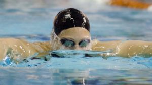 Skylar Smith competes in the women's 200 yard breaststroke prelims during the U.S. Winter National Championships at the Texas Swimming Center.