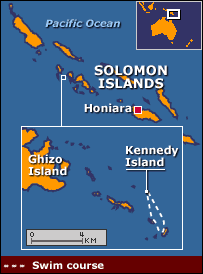 Map of Solomon Island and JFK Swim Route
