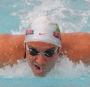 Albert Subirats (VEN) swims during the men's 100-meter butterfly preliminaries in the Santa Clara International Invitational at the George F. Haines International Swim Center.