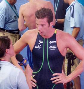 Grant Hackett interviewed after winning 800 free in Barcelona
