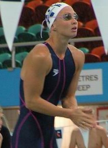 Hanson prepares at start of the 100 breaststroke