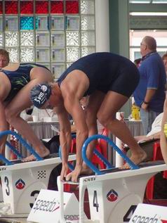 Brooke Hanson on the blocks at the AIS Meet Canberra