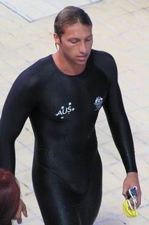 Walking off pool deck after Olympic 200 free victory