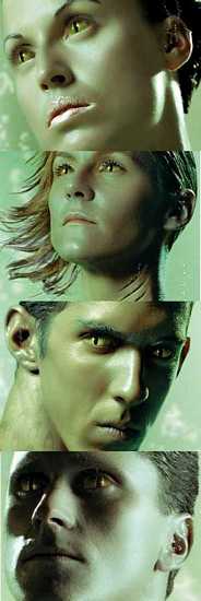 Speedo Athletes Morphing Into Superheros, from top: Amanda Beard, Jenny Thompson, Michael Phelps, and Lenny Krayzelburg