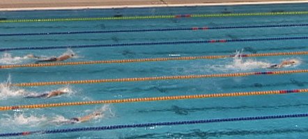 Australia was way ahead on their way to winning the mens 800 Free Relay in world record time.