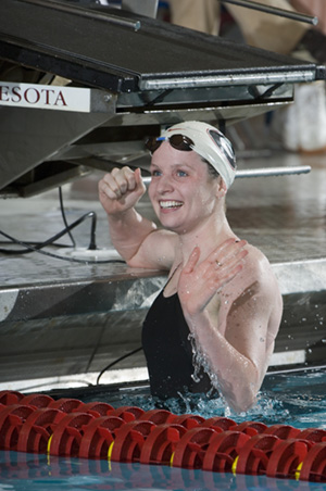 Kara Lynn Joce wins 100 Freestyle.