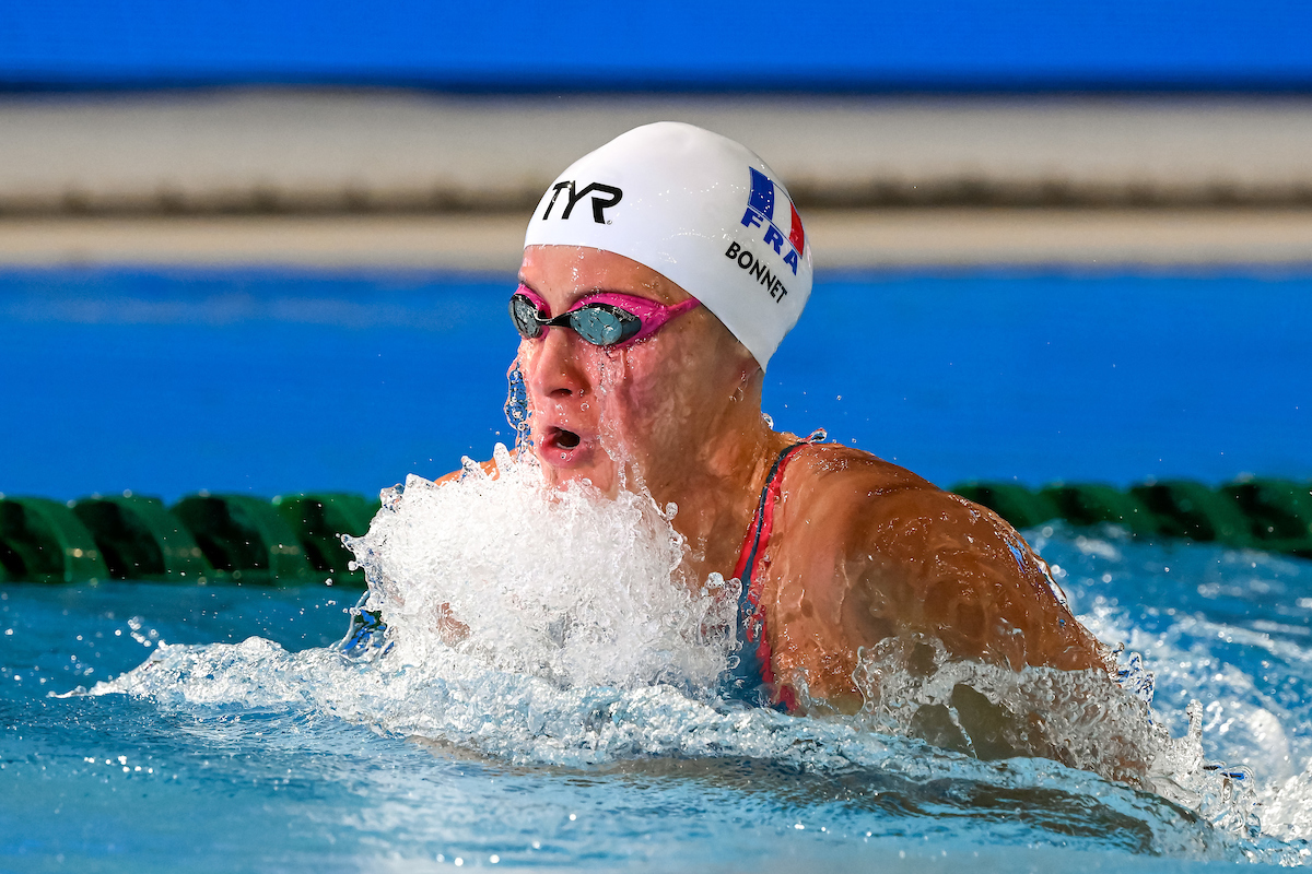 Charlotte Bonnet of France competes in the 4x100m Medley Relay Women Final during the FINA Swimming Short Course World Championships at the Melbourne Sports and Aquatic Centre in Melbourne, Australia, December 18th, 2022. Photo Giorgio Scala / Deepbluemedia / Insidefoto