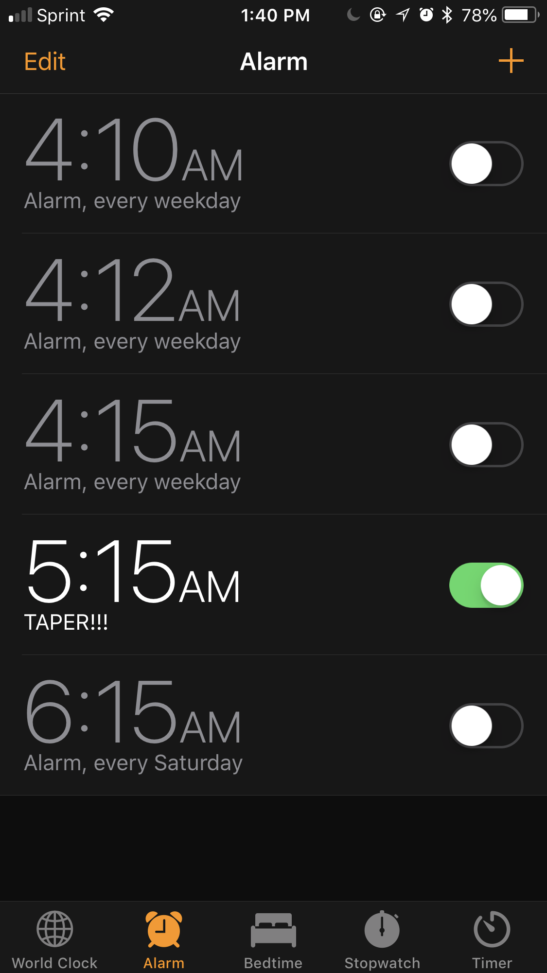 taper alarm