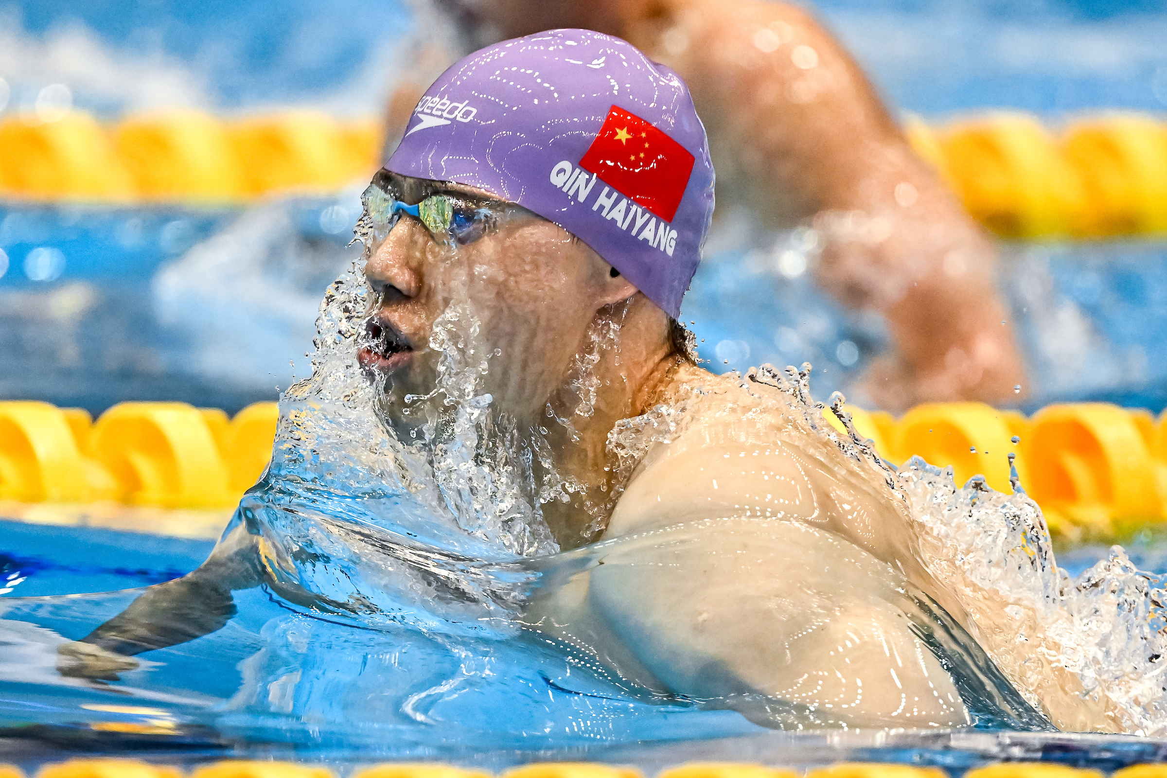 worlds-world-university-games-Haiyang Qin of China competes in the 200m Breaststroke Men Final with a New World Record during the 20th World Aquatics Championships at the Marine Messe Hall A in Fukuoka (Japan), July 28th, 2023.