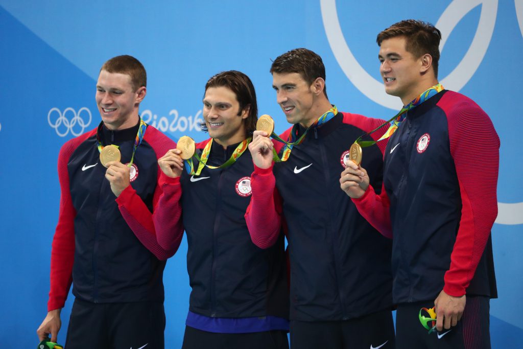 Ryan Murphy, Cody Miller, Michael Phelps, Nathan Adrian