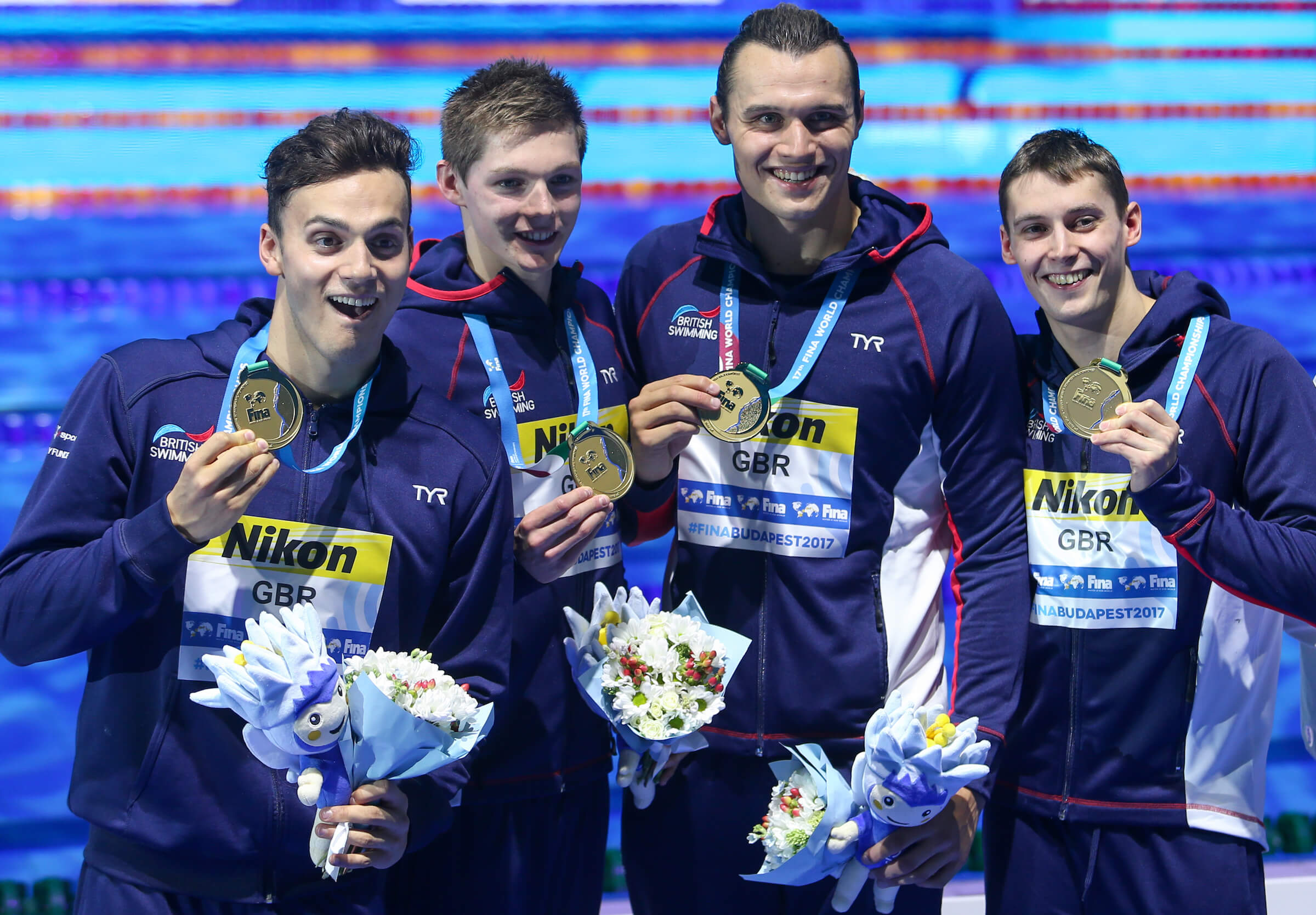 men's 800 free relay, james-guy-duncan-scott-nicholas-greigner-gbr-relay-gold-champion-2017-world-champs