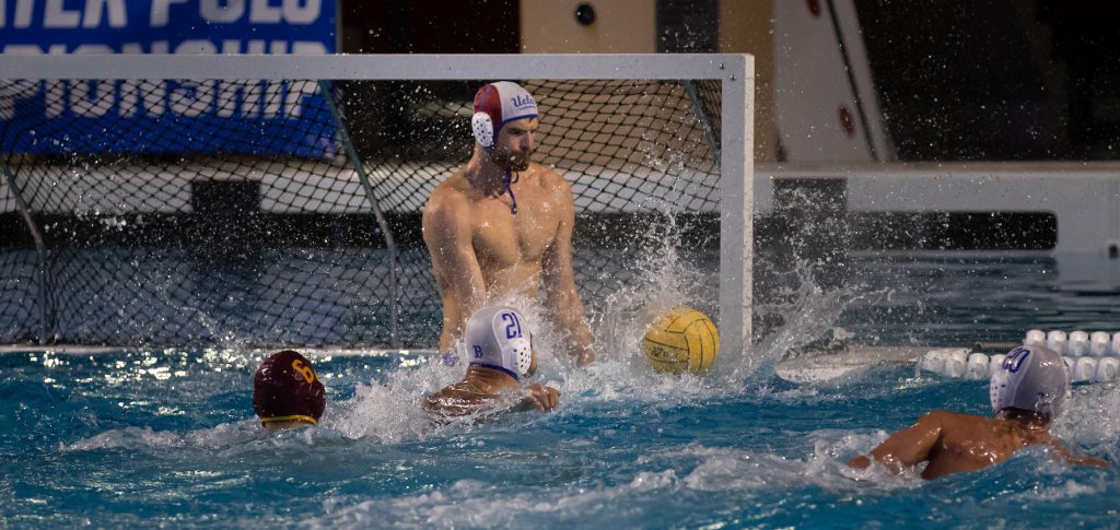 December 1, 2018; , Palo Alto, CA, USA; Collegiate Men's Water Polo:NCAA Semi Finals: USC vs UCLA; UCLA Bruins Goalkeeper Alex Wolf Photo credit: Catharyn Hayne
