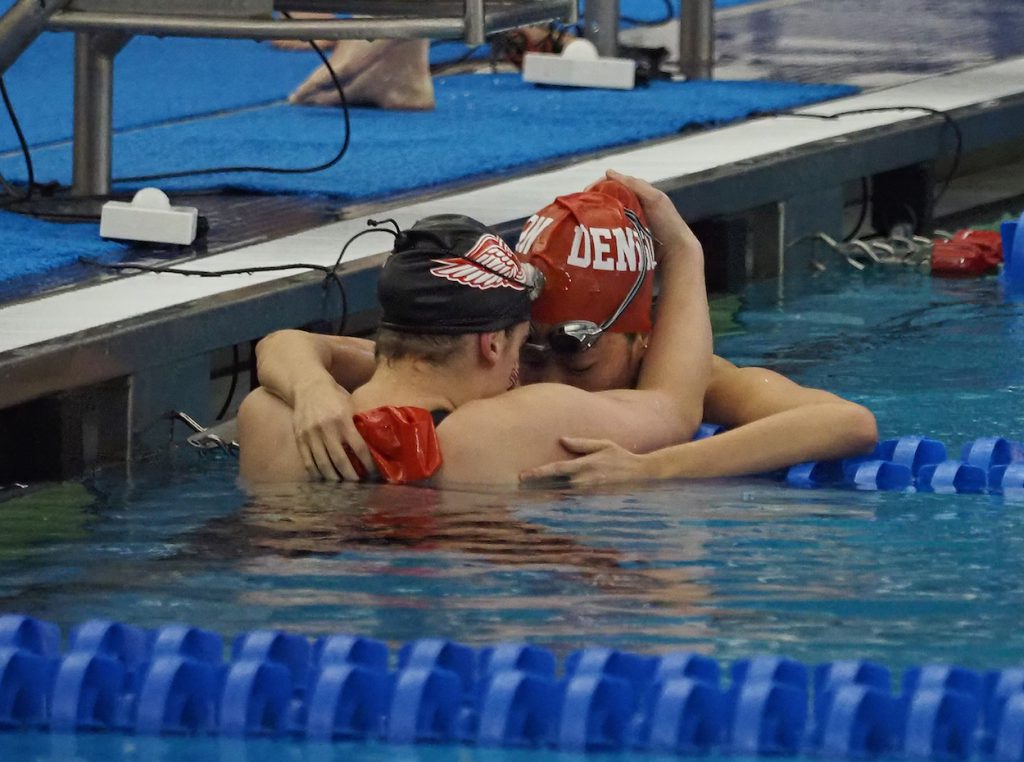 denison-teammates-embrace-hug-celebrate - life lessons