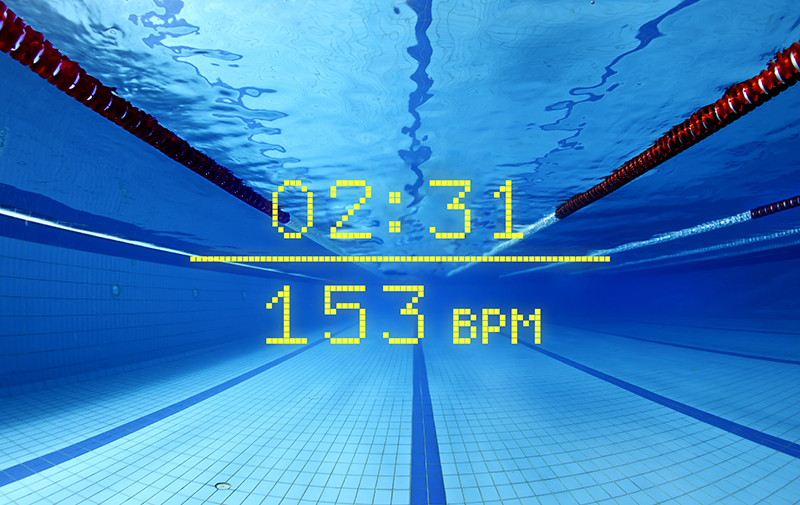 FORM Swim goggles point of view underwater view of empty indoor swimming pool