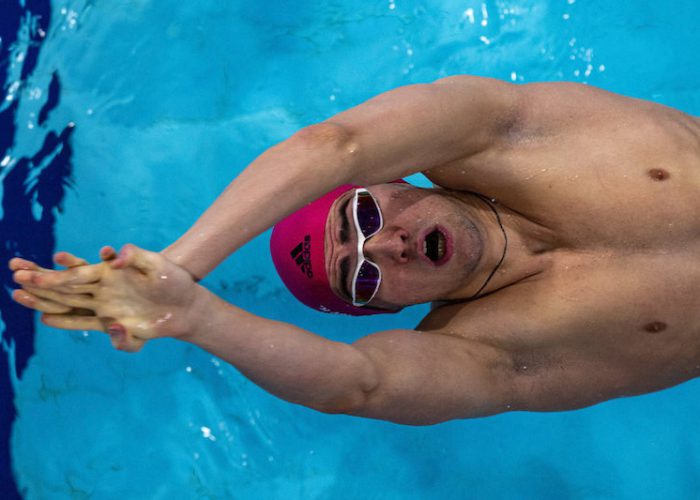 Kliment KOLESNIKOV of Russia competes in the men's 50m Backstroke Heats during the 20th LEN European Short Course Swimming Championships in Glasgow, Great Britain, Sunday, Dec. 8, 2019. (Photo by Patrick B. Kraemer / MAGICPBK)