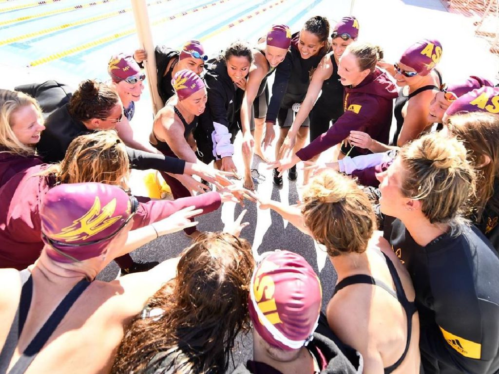 pac-12-arizona state asu team cheer teammates